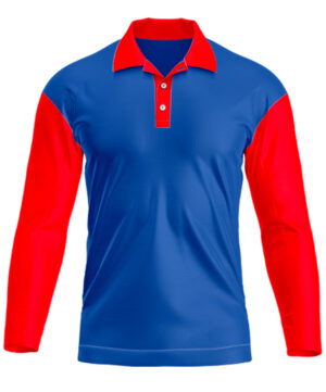 Polo basic manche longue bleu et rouge