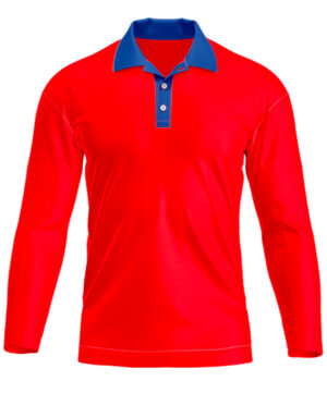 Polo basic manche longue rouge et bleu