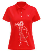 polo femme rouge motif danseuse artiste