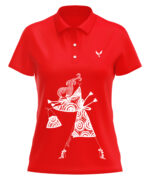 polo femme rouge motif danseuse artiste