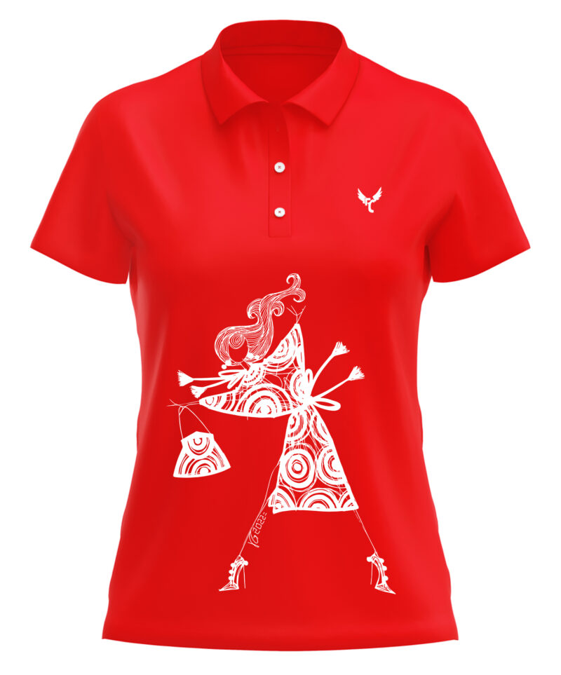 polo_a3_red_28 polo femme rouge motif danseuse artiste