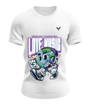 T-shirt love music col rond