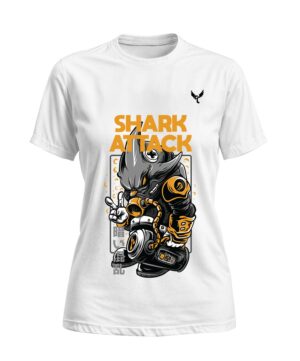T-shirt shark attack col rond